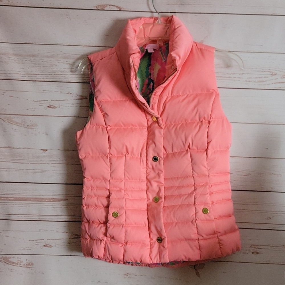 Lilly Pulitzer Pink Isabella Down Puffer Vest Size XS